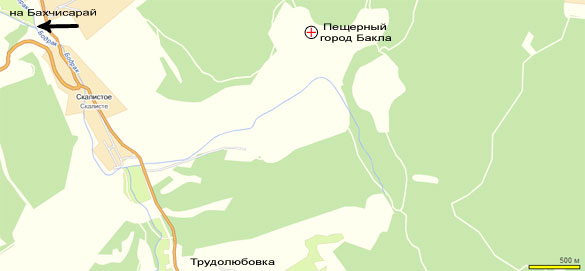 Карта пещерное городище Бакла